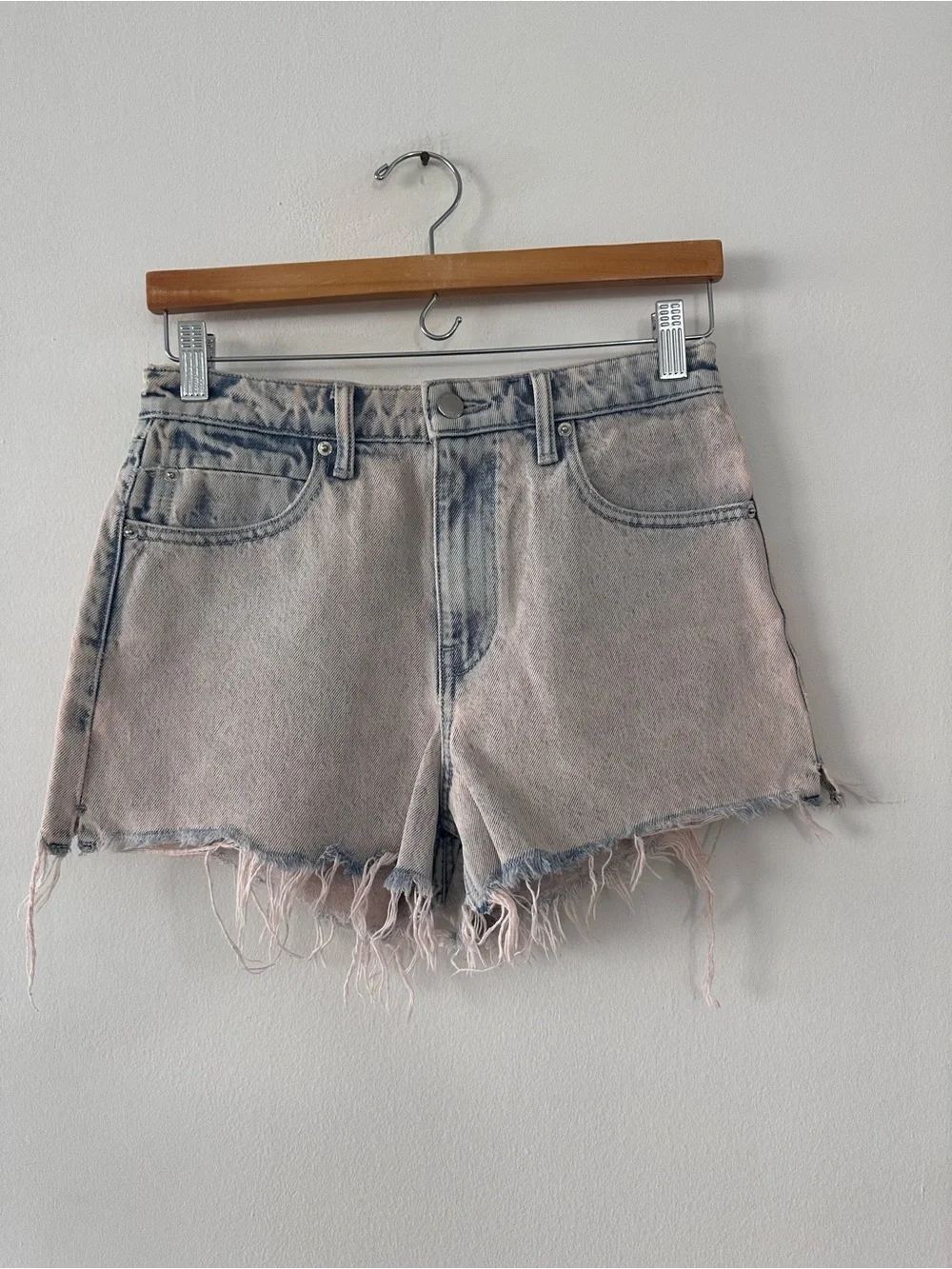 Alexander Wang Bite High Rise Denim Shorts light pink hue size 27